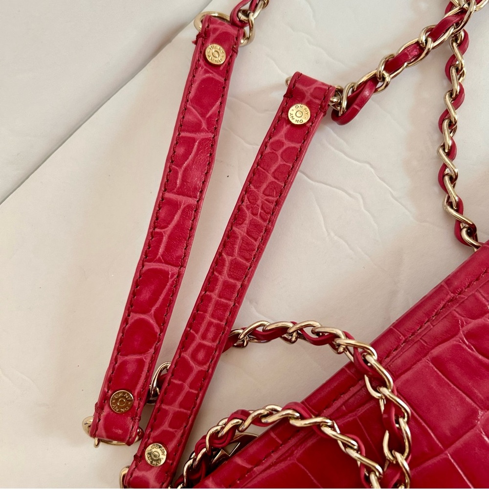 DKNY Soft Croco Leather Bright Pink convertible bag - Picture 3 of 12